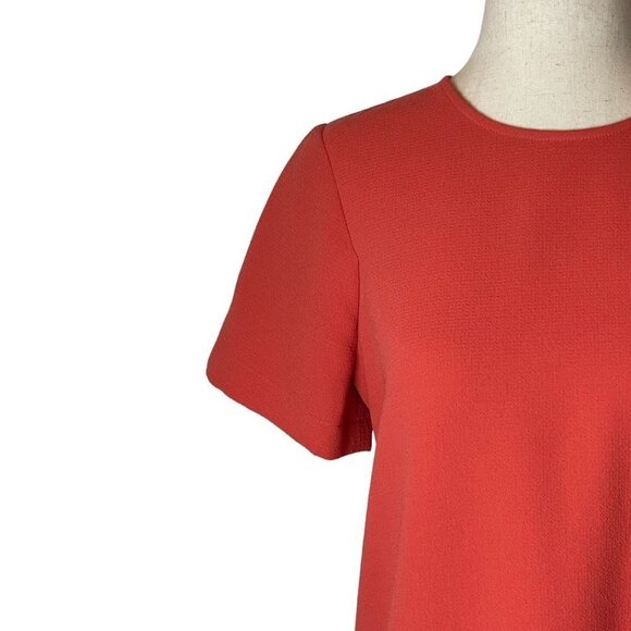 Madewell Orange Crew Neck Keyhole Neck Short Sleeve Tailored Pleated Top Size XS - Picture 6 of 12